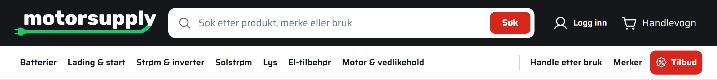 Kabel i nettbutikkens header